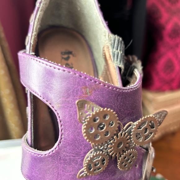 HADES  steampunk butterfly Purple Studded Heels - Picture 8 of 10